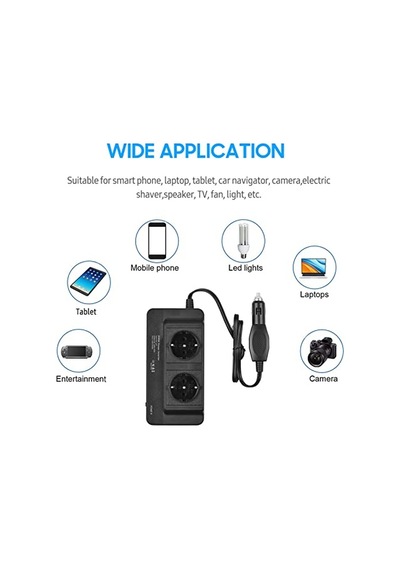 200w Araba Güç Çevirici Dc 12v Ac 220v Dönüştürücü 2 Ac Çıkışlı 4 Usb Bağlantı Noktası Açma/kapatma An Diğer