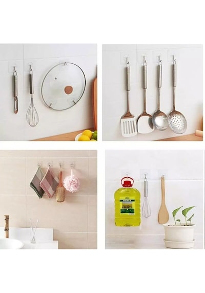 Askı Kendinden Yapışkanlı Askı 10 Adet Şeffaf Banyo Mutfak Havlu