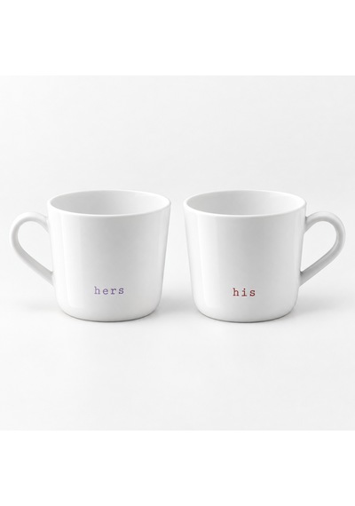 Hers His 2'li Porselen Kahve Kupası Seti Beyaz