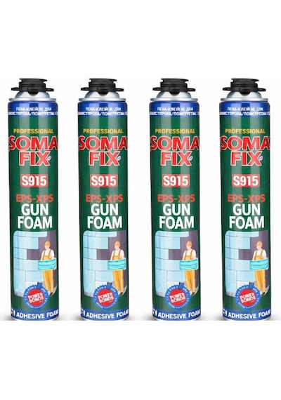 Somafix4 Adet 750 Ml Tabancalı Mantolama Poliüretan Köpük Az Şişen Yapıştırma Izolasyon Pu Köpüğü S915