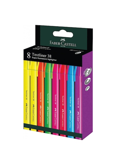 Faber Castell 38 Textliner 8'li Neon Fosforlu Kalem Seti / 157778 Çok Renkli