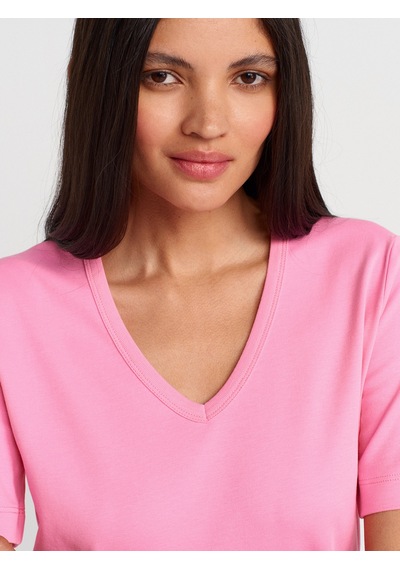 Dilvin 31840 V Yaka Kısa Kollu T-shirt-pembe Pembe