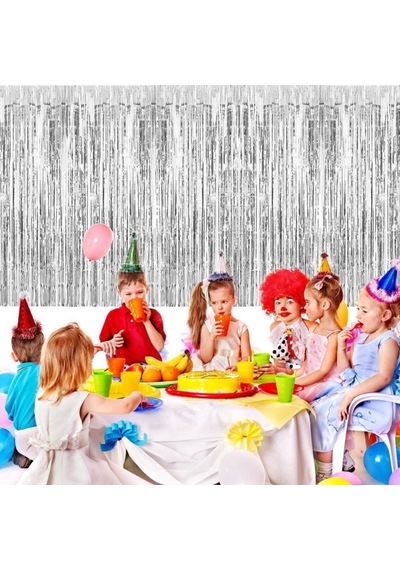Metalize Arka Fon Perde Gümüş Renk 90 Cm X 200 Cm ( Iki Tarafı Renkli)