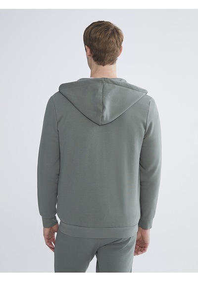 Lcwaıkıkı Classic Yeşil Kapüşonlu Uzun Kollu Erkek Fermuarlı Sweatshirt