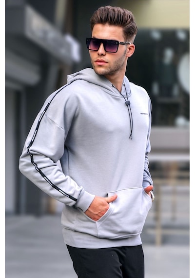 Madmext Madmext Boyalı Gri Kapüşonlu Sweatshirt 4721-boyalı Gri Boyalı Gri