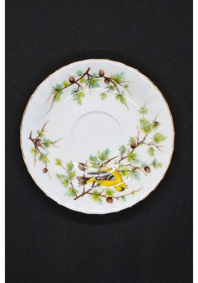 Woodland Serisi Goldfinch Bone China England Antika Porselen Kahve Fincan Tabağı 12 Cm Kahverengi