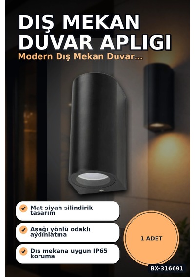 Dış Mekan Duvar Apligi Gu10 Duy 10w Uyumlu Ip65 Bahce Balkon Aplik Kasasi 1 Adet Bx-316691 Çok Renkli