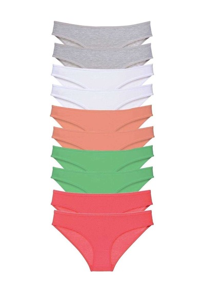 10 Adet Süper Eko Set Likralı Kadın Slip Külot Gri Beyaz Pudra Yeşil Fuşya Beden: Xl Standart