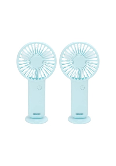 2 Adet Mini Fan,telefon Tutucu,portatif El Vantilatörü Mavi 9,3x19cm