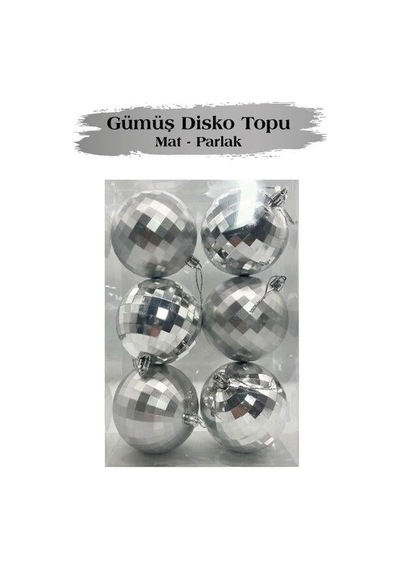 8 Cm Gümüş Mat Parlak Yılbaşı Top Süs Disko Topu 6 Parça Dekoratif Ağaç Ve Parti Süsü Diğer