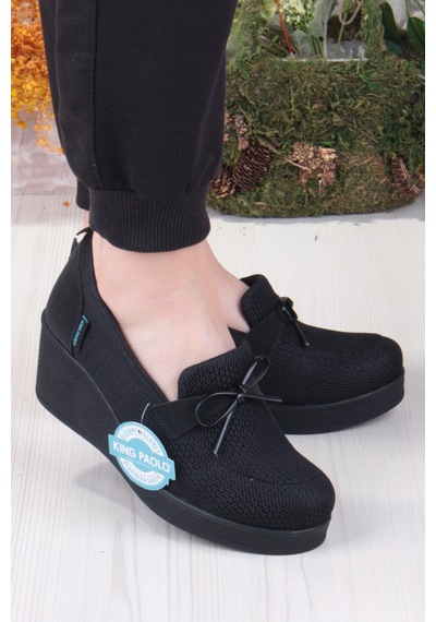 Fort King Jennifer Rahat Hafif Anatomic Insole Taban Dolgu Topuk Kadın Ayakkabı Siyah