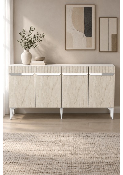 Ka1544bts Duma Konsol Beyaz-traverten-silver 150cm Beyaz - Traverten - Sılver Ka1544bts Duma Konsol Beyaz-traverten-silver 150cm Beyaz - Traverten - Sılver