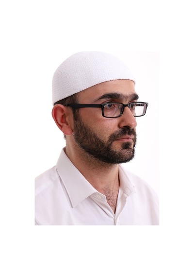 Kışlık Kadife Takke Düz Desen - Beyaz