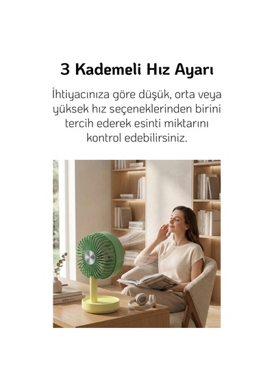 El Fanı Masaüstü Vantilatör Soğutucu Teleskopik 3 Kademe Type-c Hızlı Şarj Mini Soğutucu