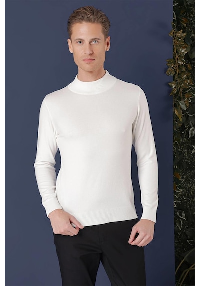 Efor Tr 863 Slim Fit Ekru Klasik Triko Ekru