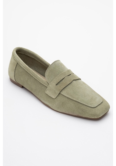 Luvishoes Luvi Shoes Morne Yeşil Süet Hakiki Deri Kadın Loafer Ayakkabı Yeşil Süet Yeşil