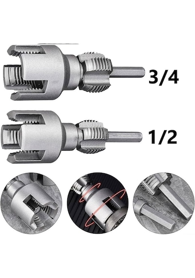 Rekotools -2 Li Set Iç Dış Plastik Boru Diş Açma Seti 1/2 Ve 3/4 Inç Borularla Uyumlu
