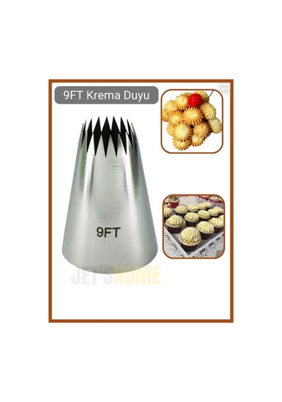 9ft Krema Duyu Büyük Boy Pasta Duyu Paslanmaz Çelik 35x18x52 Mm Metalik Gri