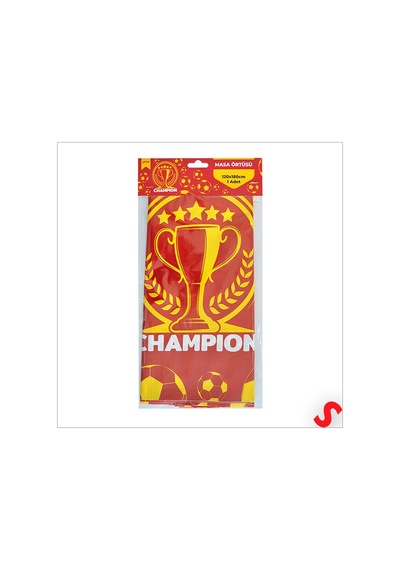 Futbol Temalı Sarı Kırmızı Champion Masa Örtüsü,120cm X 180cm