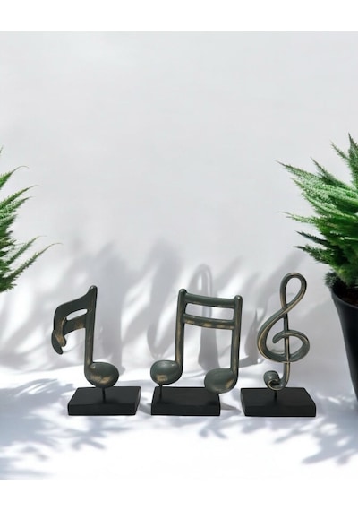 3'lü Müzik Notası Dekoratif Obje - Yeşil