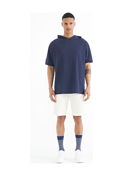 Tommy Life T11er-88179 Erkek Kapüşonlu Kol Etiket Detaylı Oversize T-shirt T11ER-88179-R0674