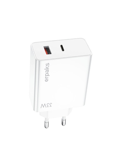 Erpaks Erd 33w Usb-a/type-c Hizli Sarj Adaptoru Beyaz