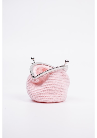 Fabric Craft Bag Bozuk Para Cüzdanı Merserize Pamuk Klipsli Örgü Pudra Pembesi