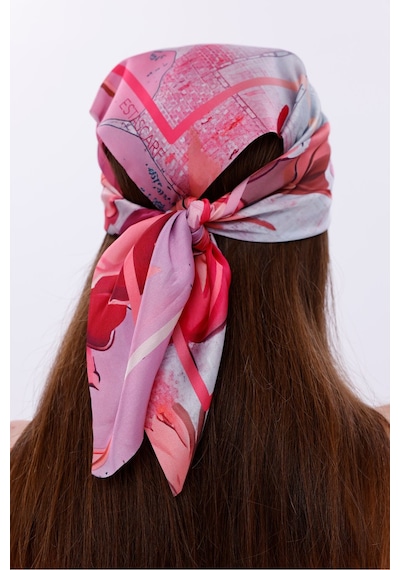 Aşk Çiçeği Model Fular Bandana Şal Estascarf 70x70 Cm Renkli