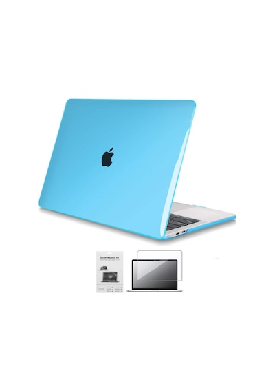 13" Apple Uyumlu MacBook Pro A2338 M1 Kristal Mavi Kılıf Koruyucu + Ekra
