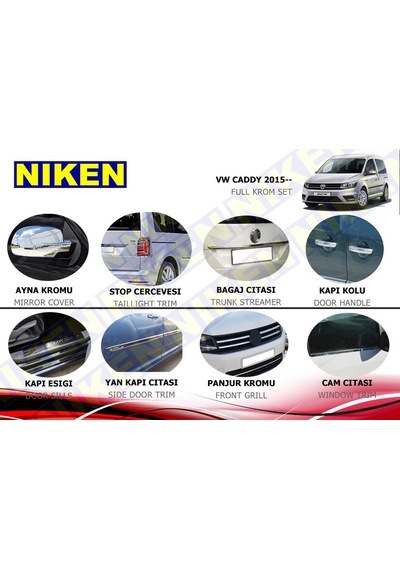 Vw Caddy Krom Nikelaj Kaplama Seti Komple 2015+