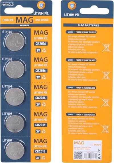 Mag Batteries Mg-2016 Cr2016 3 Volt Pil 5'li Blister Paket