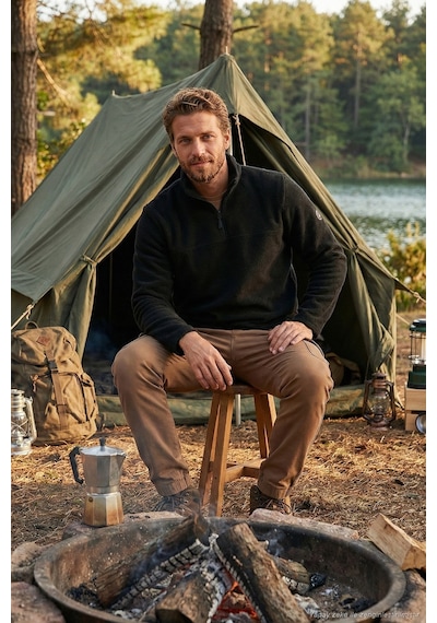 Buratti Slim Fit Yarım Fermuarlı Yumuşak Dokulu Şardonlu Kışlık Erkek Polar 59060011 Siyah