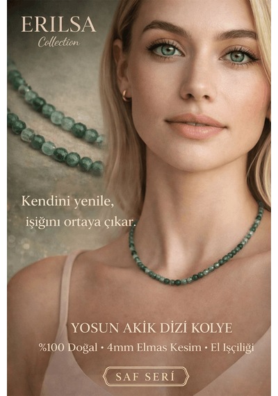 Sertifikalı Yosun Akik Dizi Kolye 4mm Elmas Kesim Minimal Seri Do Çok renkli