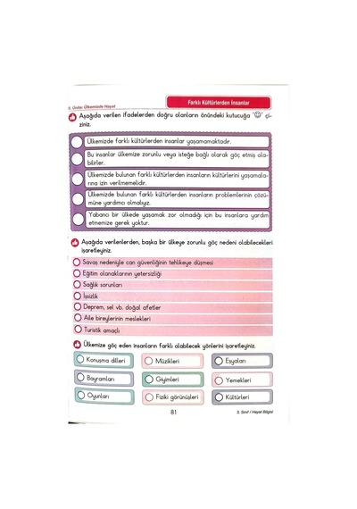 3.sınıf Hayat Bilgisi - Etkinlikli Çalışma Ve Soru Bankası Kitabı