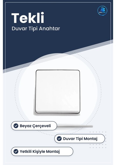 Lamba Anahtarı Tekli Beyaz Çerçeveli Duvar Tipi Ev Elektrik Tesis