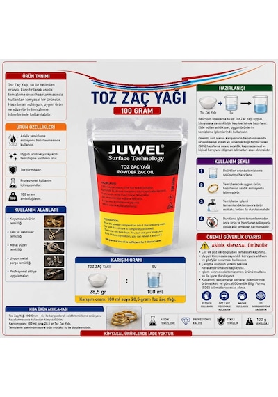 Kuyumculuk Toz Zaç Yağı 100 Gram Bakım Ve Temizleme Ürünü Metalik