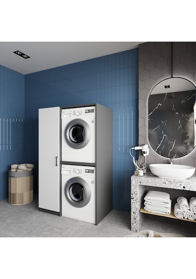 Almera Çamaşır Ve Kurutma Makinesi Dolabı Banyo Dolabı Füme Beyaz Antrasit Beyaz Almera Çamaşır Ve Kurutma Makinesi Dolabı Banyo Dolabı Füme Beyaz Antrasit Beyaz