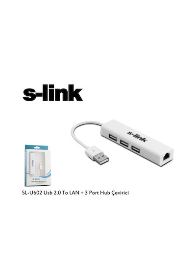 S-Link Sl-U602 USB 2.0*3 Port Hub + Rj45 Ethernet Çevirici
