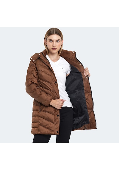 Slazenger GWEN Kadın Kapüşonlu Şişme Taba Mont & Kaban