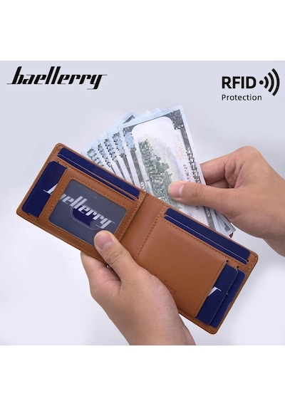 Baellerry Minimalist Rfıd Koruma Çift Kat Deri Çoklu Kart Cüzdan Erkek Kartlık 001