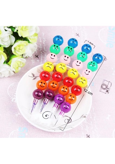 Emoji Yumurtlayan Yuvarlak Renkli Kalem 4 Grup 28 Uç