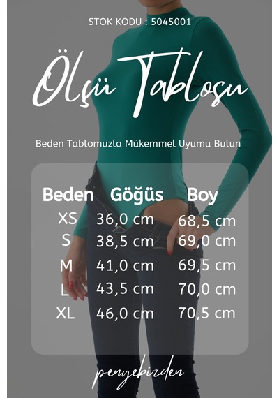 Penyebizden Kadın Viskon Boğazlı Çıtçıtlı Zıbın Body-yeşil