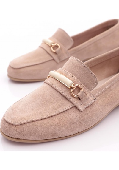 Dgn 3772 Kadin Tokali Loafer Ayakkabi Bej Süet