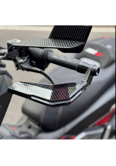 Karbon Görünümlü Siyah Manet Koruyucu Ve El Rüzgarlığı Nmax, Xmax, Pcx, R25, Mt25, Nk250 Arasmto