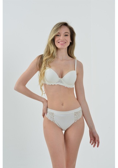 Magic Form Klasik Düz Dantel Detaylı Push Up Destekli Sütyen Ekru - 512786613 Ekru