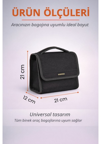 Oto Bagaj Organizer Bagaj Çantası S Boy Kaymaz Cırt Bantlı Velur Kompakt Düzenleyici - Scx3