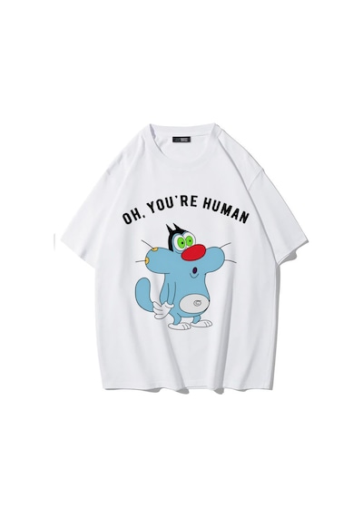 Brz Collectıon Brz Collection Unisex Oversize Oggy T-shirt Beyaz