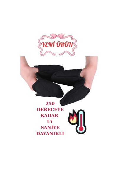 Crab Isı Yalıtımlı Isı Geçirmeyen Kumaş Fırın Tutacağı Tencere Tepsi Tutamaç 2 Adet Silikon Değil Siyah Çok Renkli