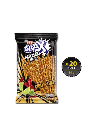 Eti Crax Patlayan Lezzet Chili-Lime Çubuk Kraker 20 x 50 G