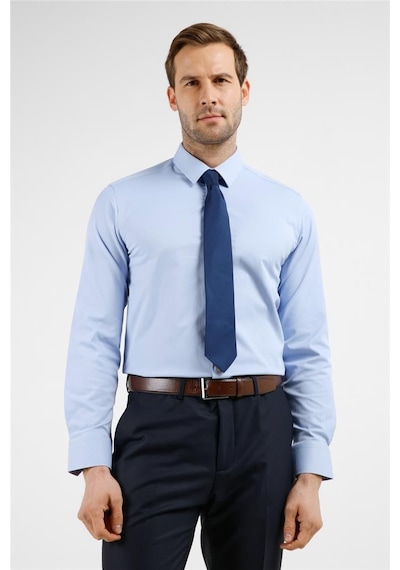 İmza Koyu Mavi Sert Yaka Uzun Kol Cepsiz Slim Fit Pamuklu Gömlek 1004255228 Koyu Mavi